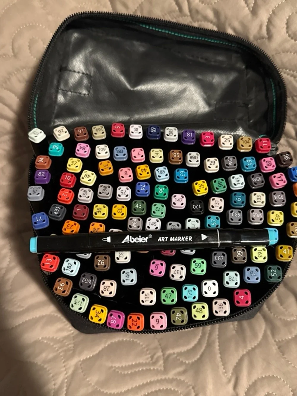 120PCS Dual-Tip Marker Set in Multicolor with Black Carry Case